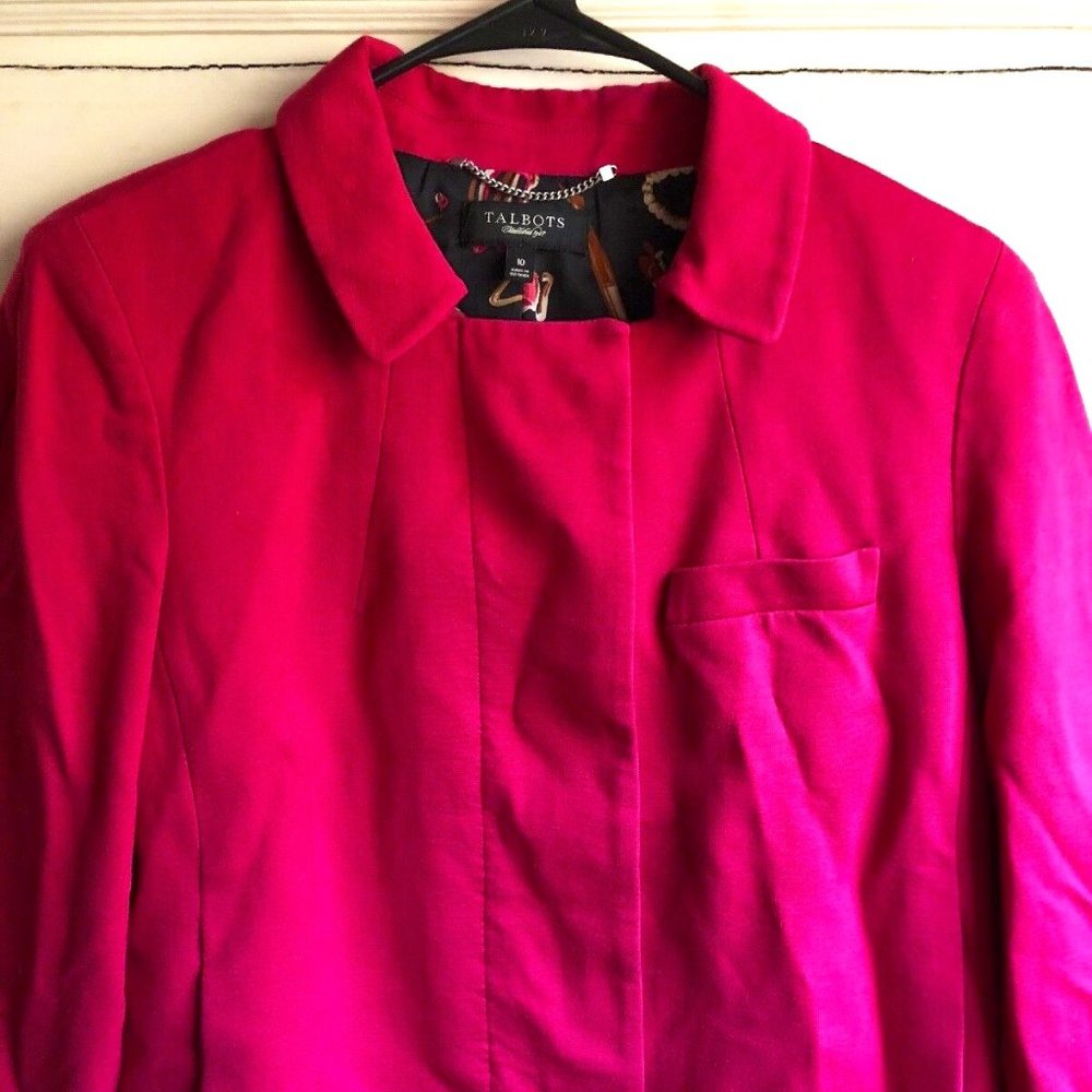 Womens Talbots Blazer Crop Coat Size 10 Fuschia/Pink